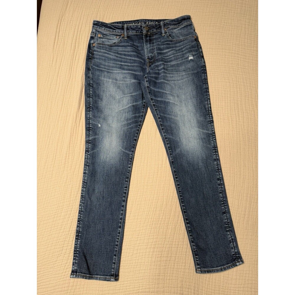 American Eagle Outfitters Airflex+ Temp Tech Jeans Mens 34x34 Blue Denim Skinny